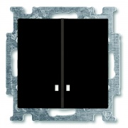 Выключатель двухклавишный с подсветкой ABB Basic 55 цвет черный (2006/5 UCGL-95)