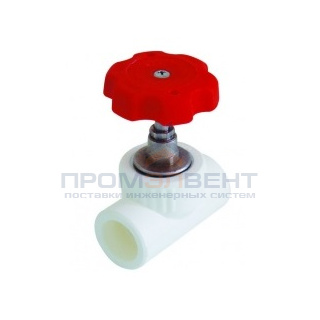 Кран вентильный KALDE - 32 (для полипропиленовых труб под пайку, цвет белый, ручка барашек)