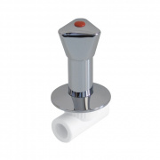 Кран вентильный под штукатурку с удлиненной ручкой KALDE - 32 (для полипроп.труб, цвет белый)