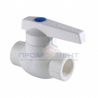 Кран шаровой VALTEC VTp.743 - 25 (c латунной гильзой, для полипропиленовых труб под пайку, белый)