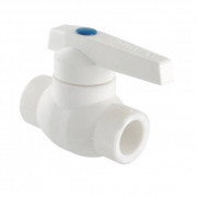 Кран шаровой VALTEC VTp.744 - 25 (c латунной обоймой, для полипропиленовых труб под пайку, белый)