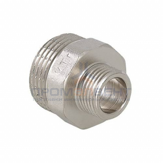 Ниппель редукционный VALTEC VTr.580 - 1/2" x 3/8" (резьбовой, латунь никелированная)