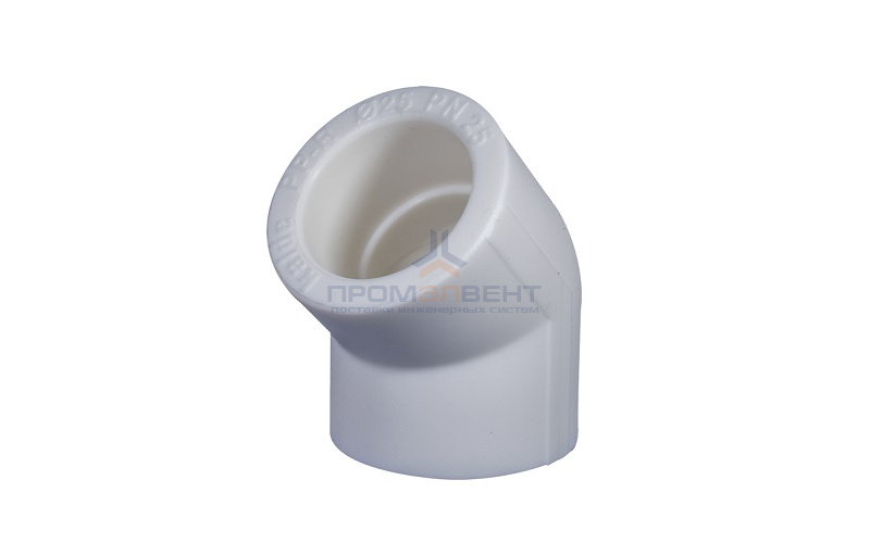 Отвод 45° KALDE - 75 (для полипропиленовых труб под пайку, цвет белый)