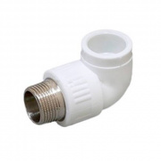 Переход на наружную резьбу угловой Fusitek - 25 x 3/4" (для полипропиленовых труб, цвет белый)