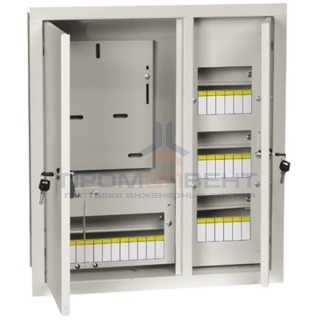 Щит металлический  ЩУРв-3/30зо-1 36 УХЛ3 IP30 на 3-фазный счетчик и 30 модулей встраиваемый ИЭК