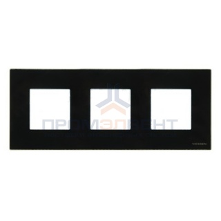 Рамка 3-постовая, серия Zenit, стекло чёрное