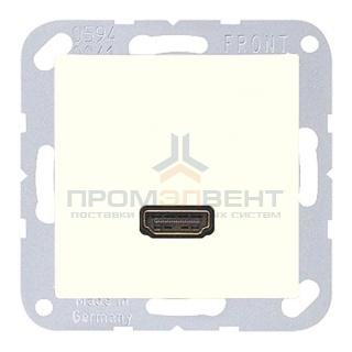 Розетка HDMI 1 местная Jung A+AS Слоновая кость механихм+накладка