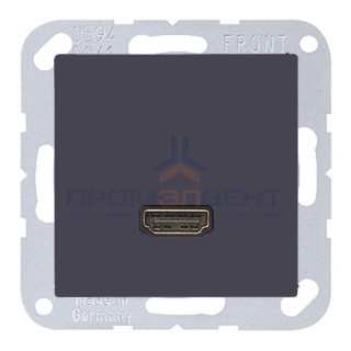 Розетка HDMI 1 местная Jung A Антрацит механихм+накладка