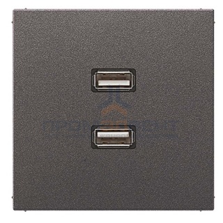 Розетка USB-удлинитель 2 местная Jung LS Антрацит механизм+накладка